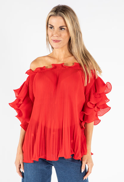 Ruffle Pleated Blouse