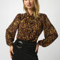 Animal Print V-Neck Blouse