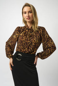 Animal Print V-Neck Blouse