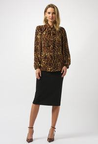 Animal Print V-Neck Blouse