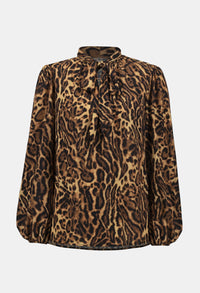 Animal Print V-Neck Blouse