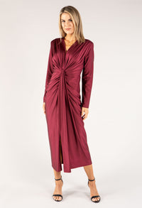 Formal Ruched V-neck Dress