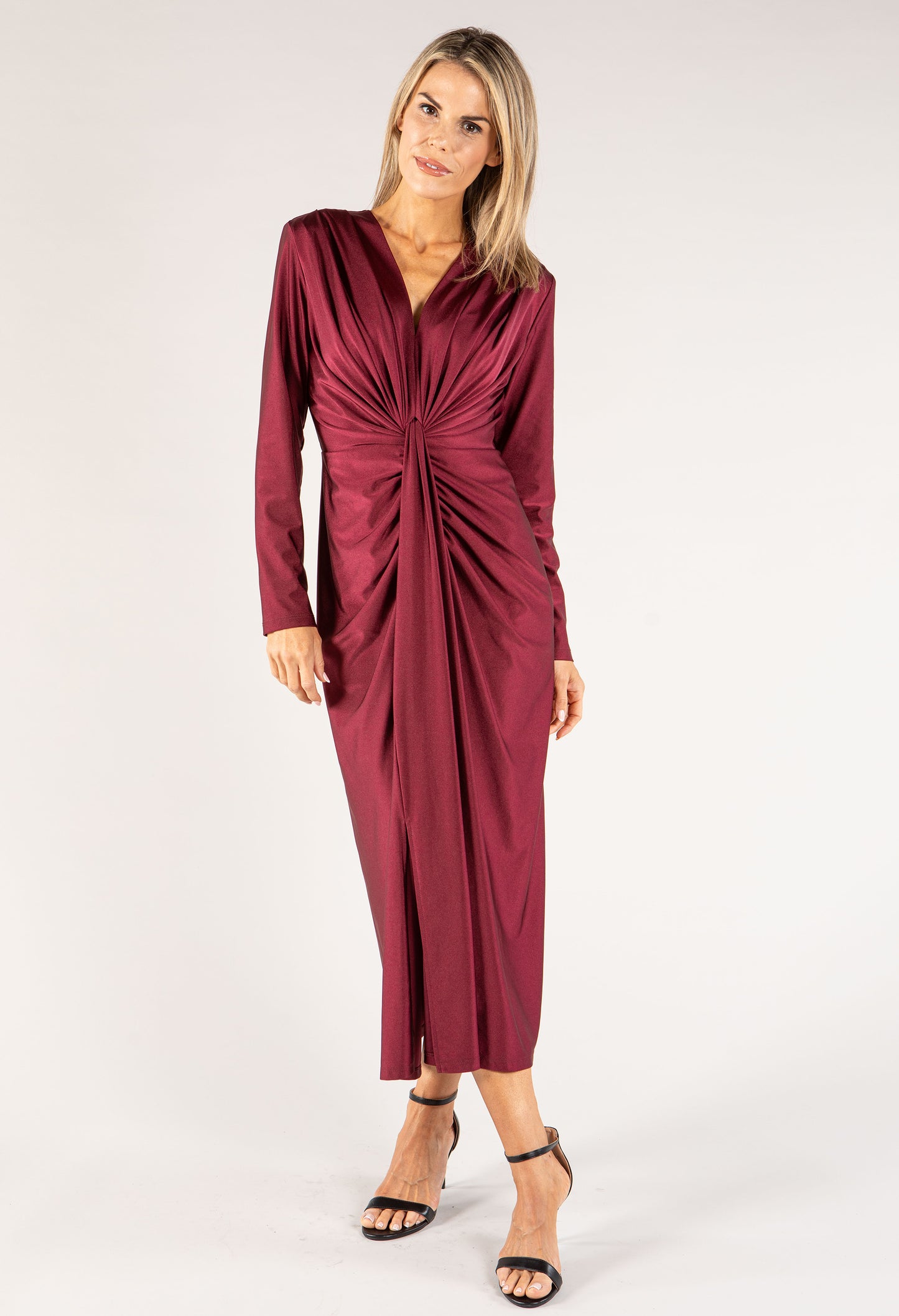 Formal Ruched V-neck Dress