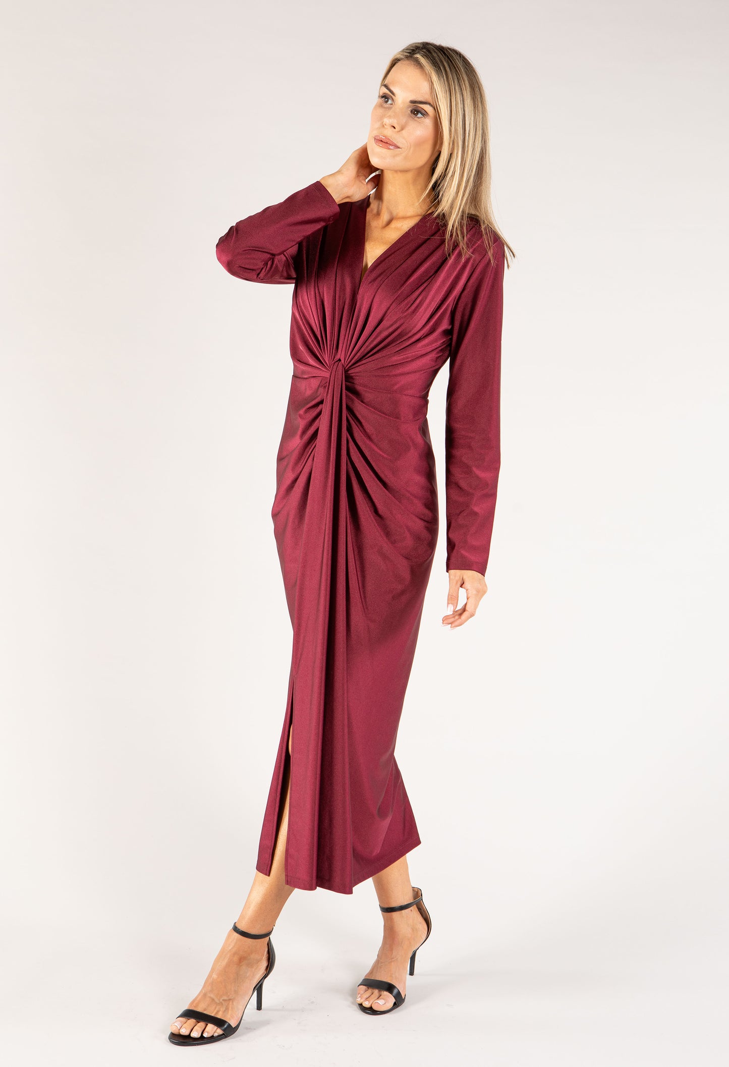 Formal Ruched V-neck Dress