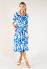 Floral Print Mesh Wrap Dress