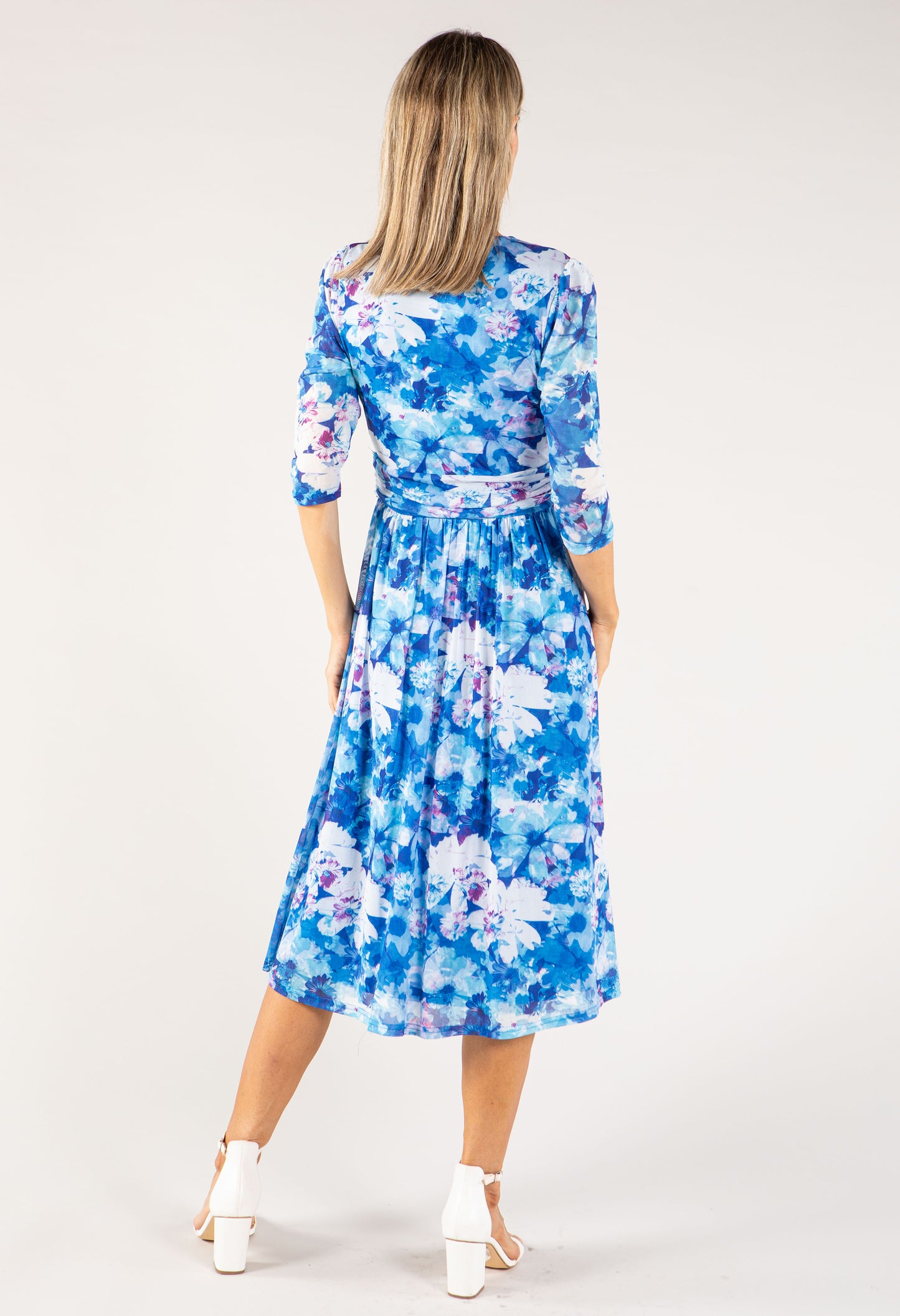 Floral Print Mesh Wrap Dress