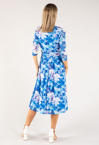 Floral Print Mesh Wrap Dress