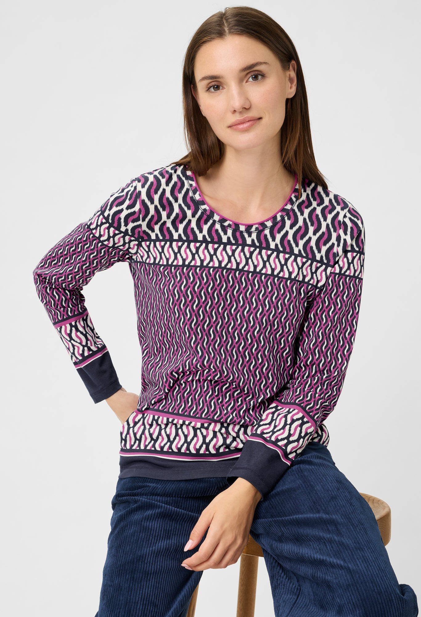 Abstract Print Long Sleeve Top