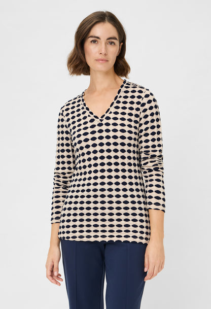 Abstract Print V-Neck Top