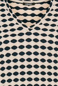 Abstract Print V-Neck Top