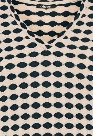 Abstract Print V-Neck Top