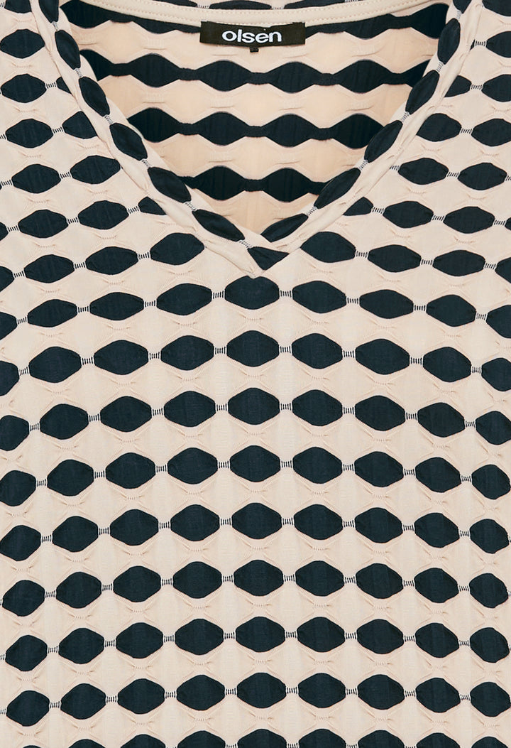 Abstract Print V-Neck Top