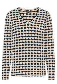 Abstract Print V-Neck Top