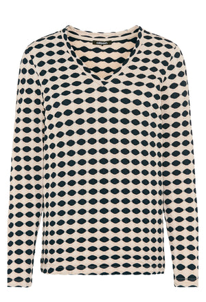 Abstract Print V-Neck Top