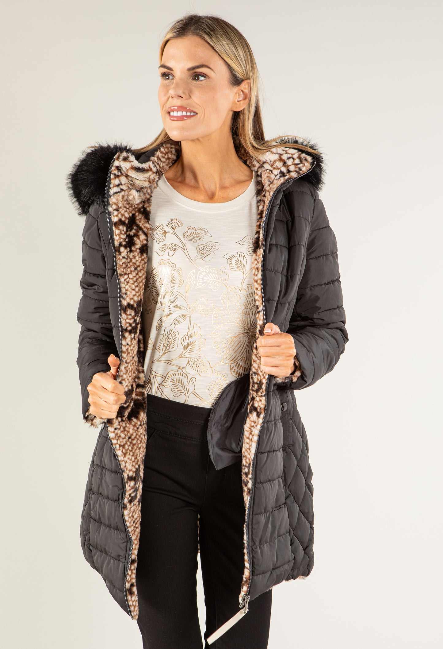 Fur Lined Reversible Padded Coat