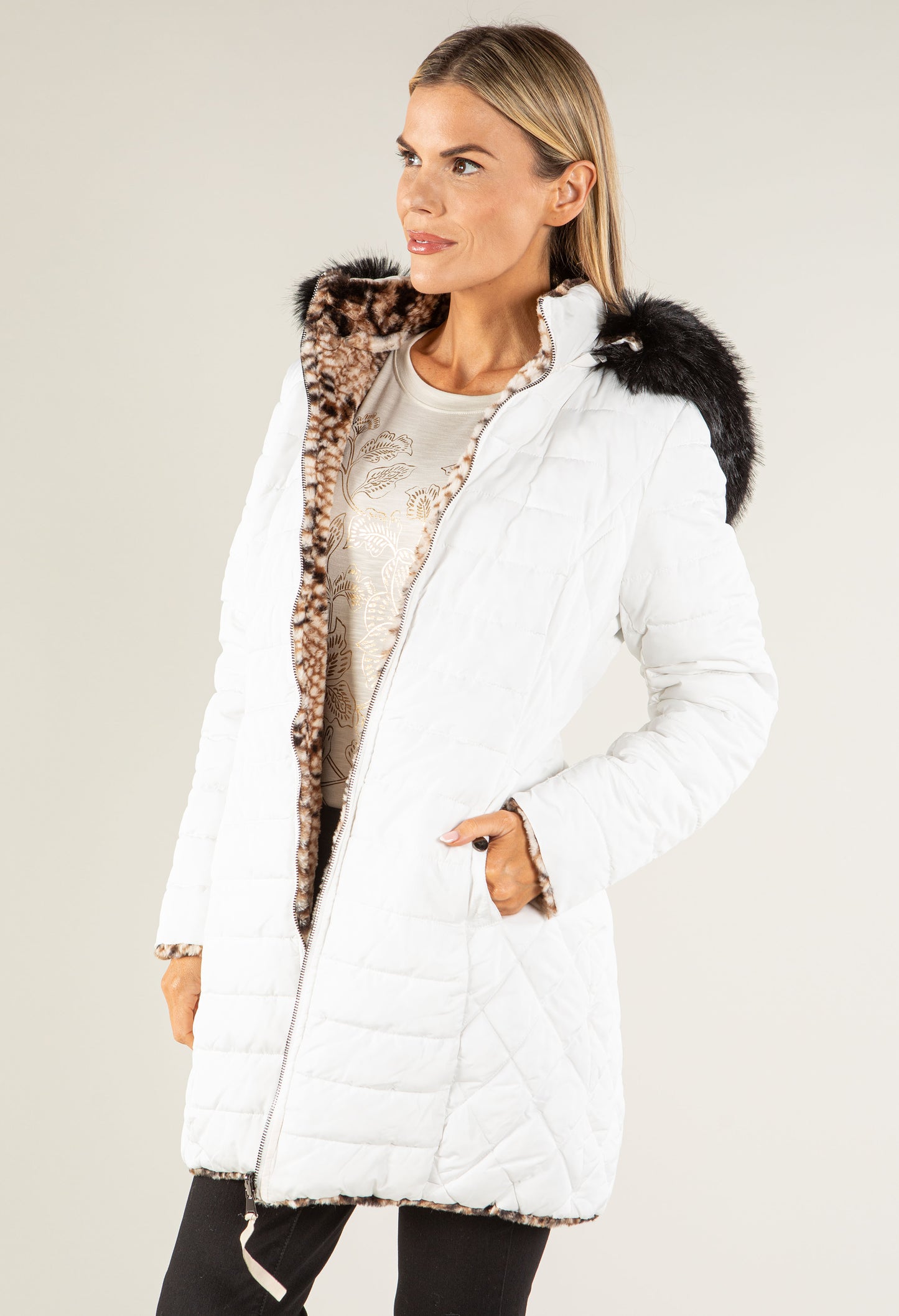 Fur Lined Reversible Padded Coat