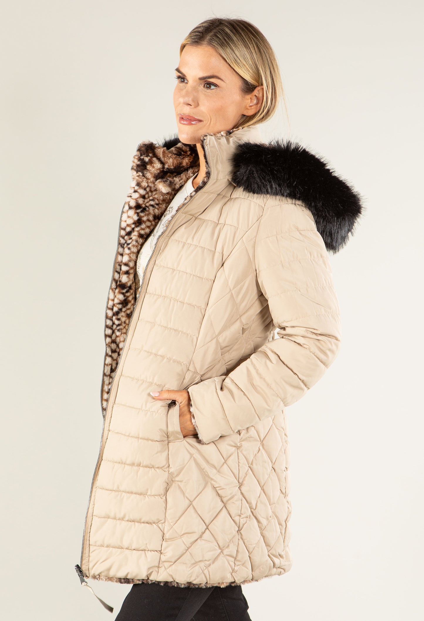 Fur Lined Reversible Padded Coat