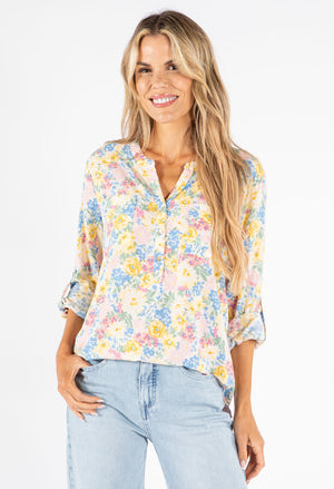 Floral Print Buttoned Blouse