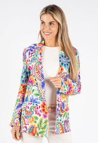 Floral Print Open Blazer