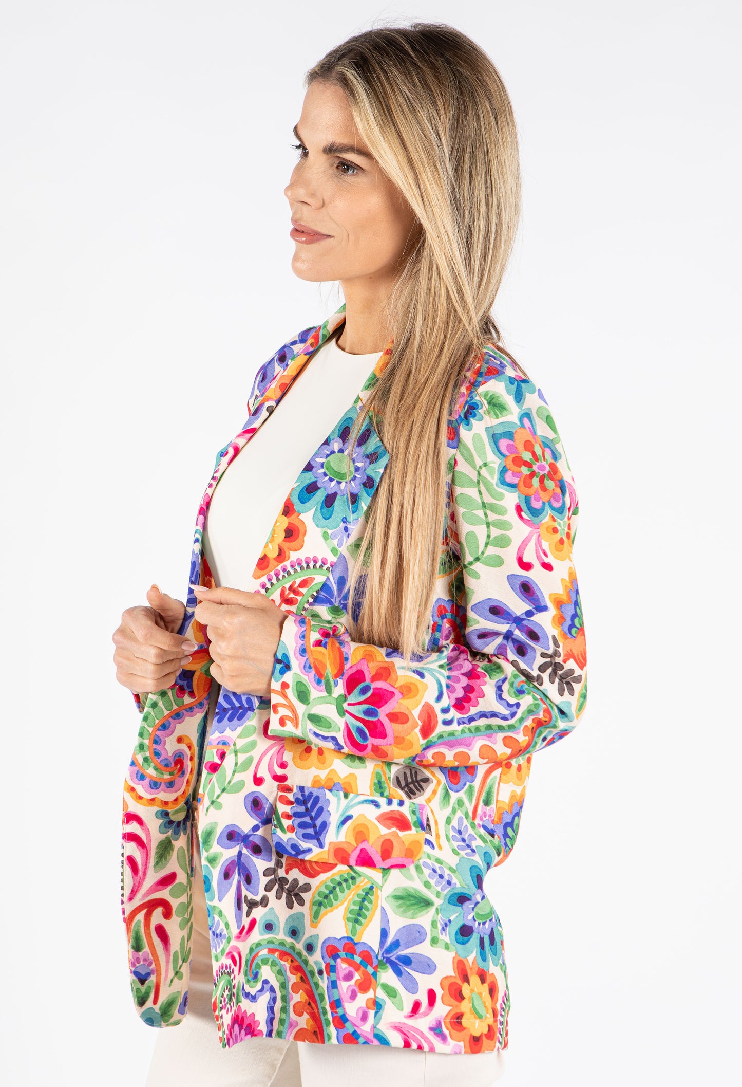 Floral Print Open Blazer