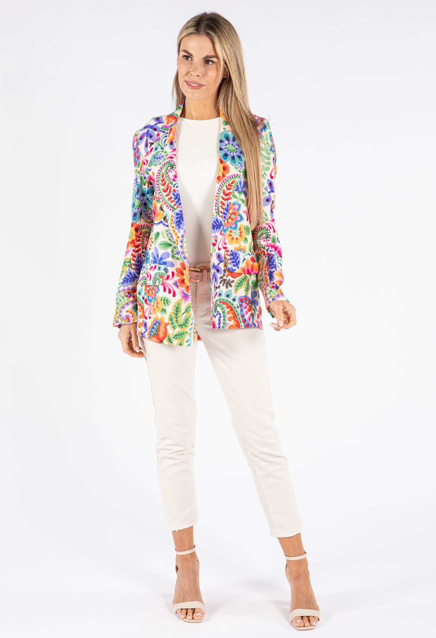 Floral Print Open Blazer