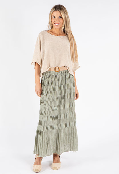 Crinkle Belted Skirt