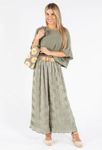 Crinkle Belted Trousers