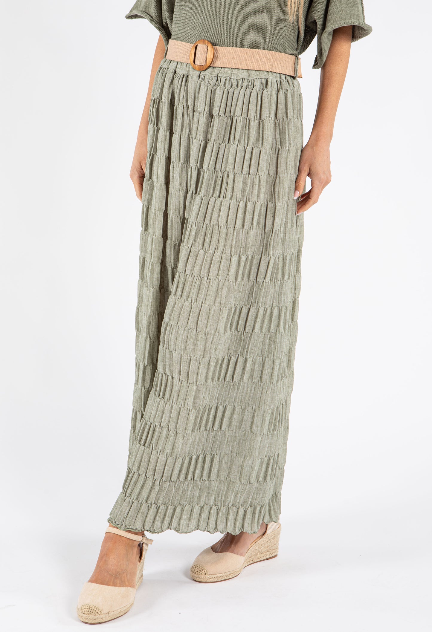 Crinkle Belted Trousers