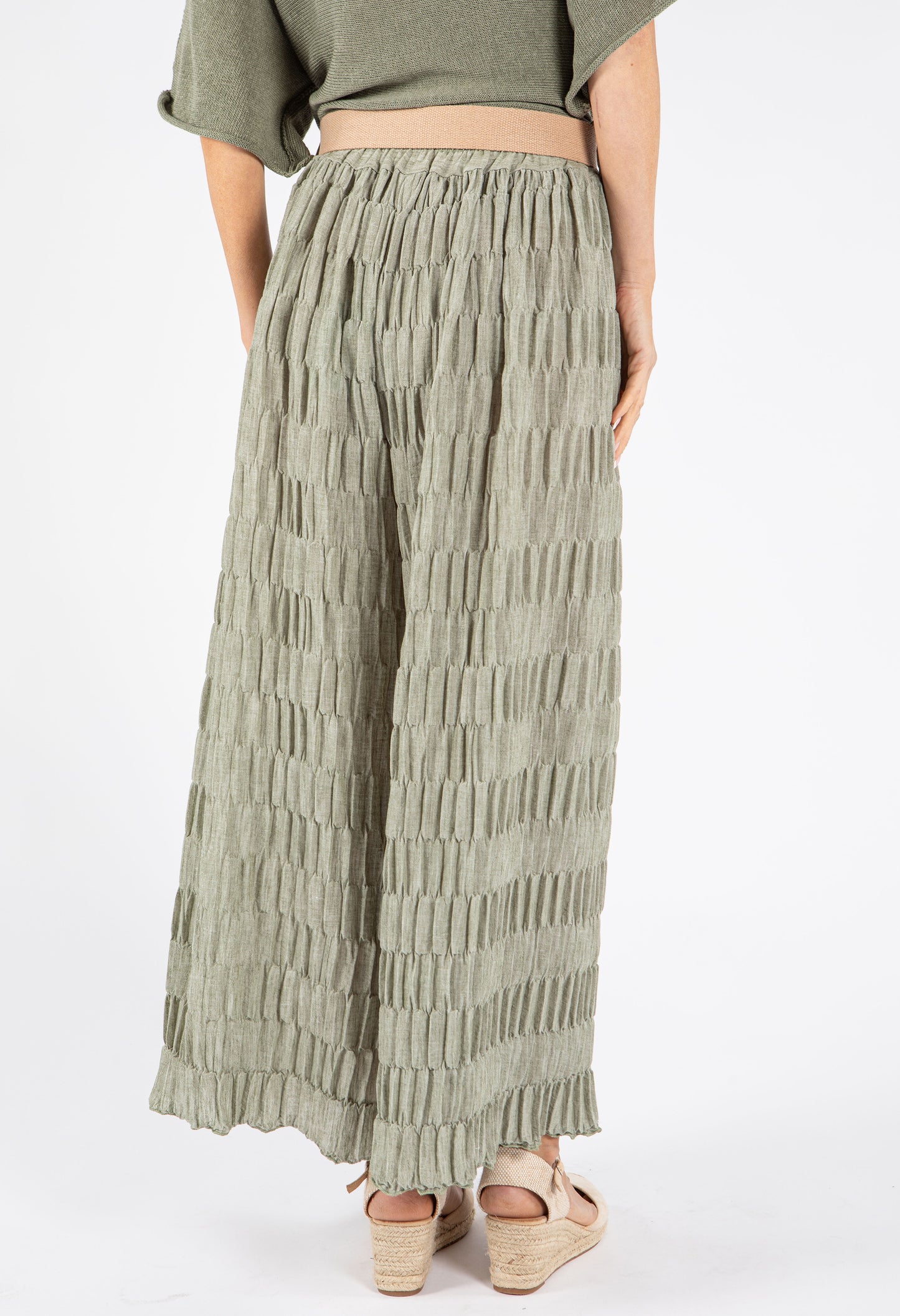Crinkle Belted Trousers