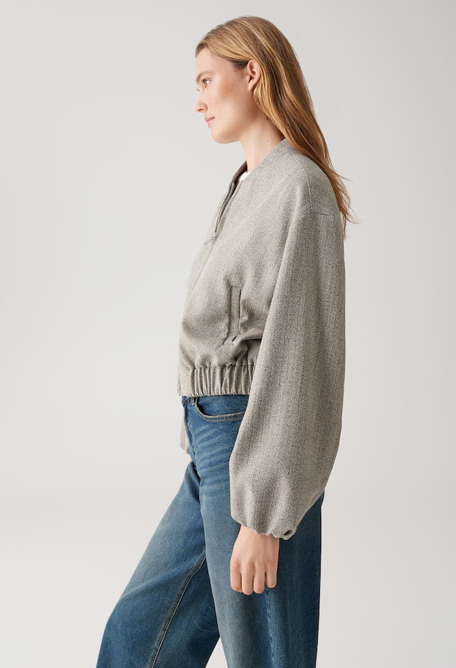 Jalea Herringbone Bomber Jacket