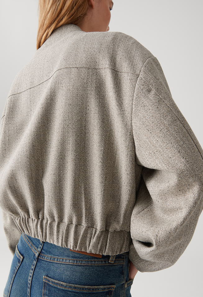 Jalea Herringbone Bomber Jacket