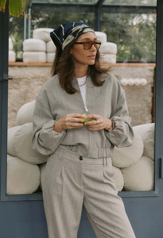 Jalea Herringbone Bomber Jacket