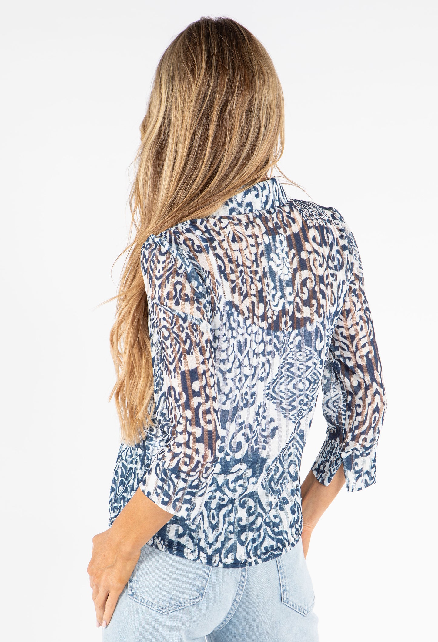 Sheer Antique Print Blouse