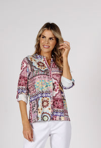 Patchwork Buttoned Up Top