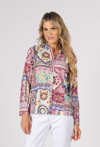 Patchwork Buttoned Up Top