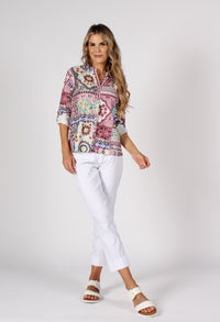 Patchwork Buttoned Up Top