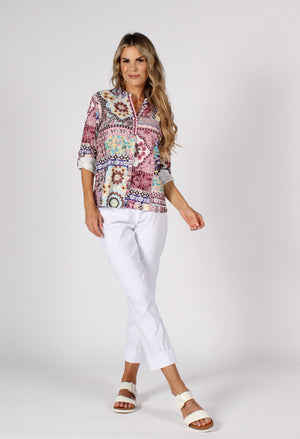 Patchwork Buttoned Up Top