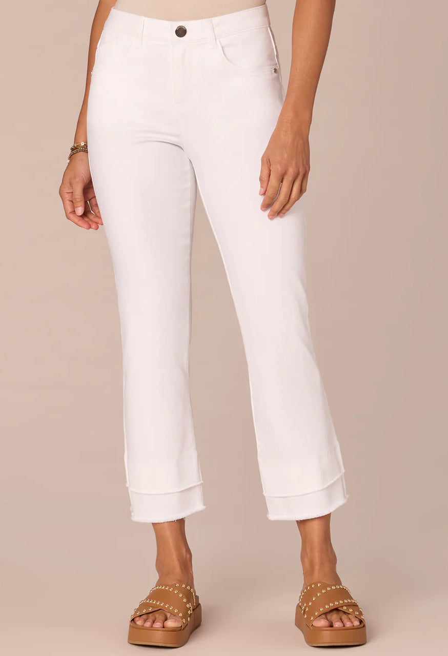 "Ab"solution Mid-Rise Flare Jeans with Double Layer Fray Hem