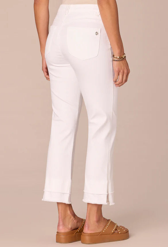 "Ab"solution Mid-Rise Flare Jeans with Double Layer Fray Hem