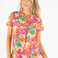 Tropical Print V-Neck Top