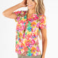 Tropical Print V-Neck Top
