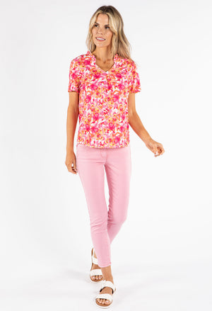 Floral Print V-Neck Top