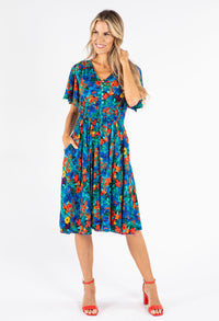 Shirred Waist Floral Dress