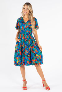 Shirred Waist Floral Dress