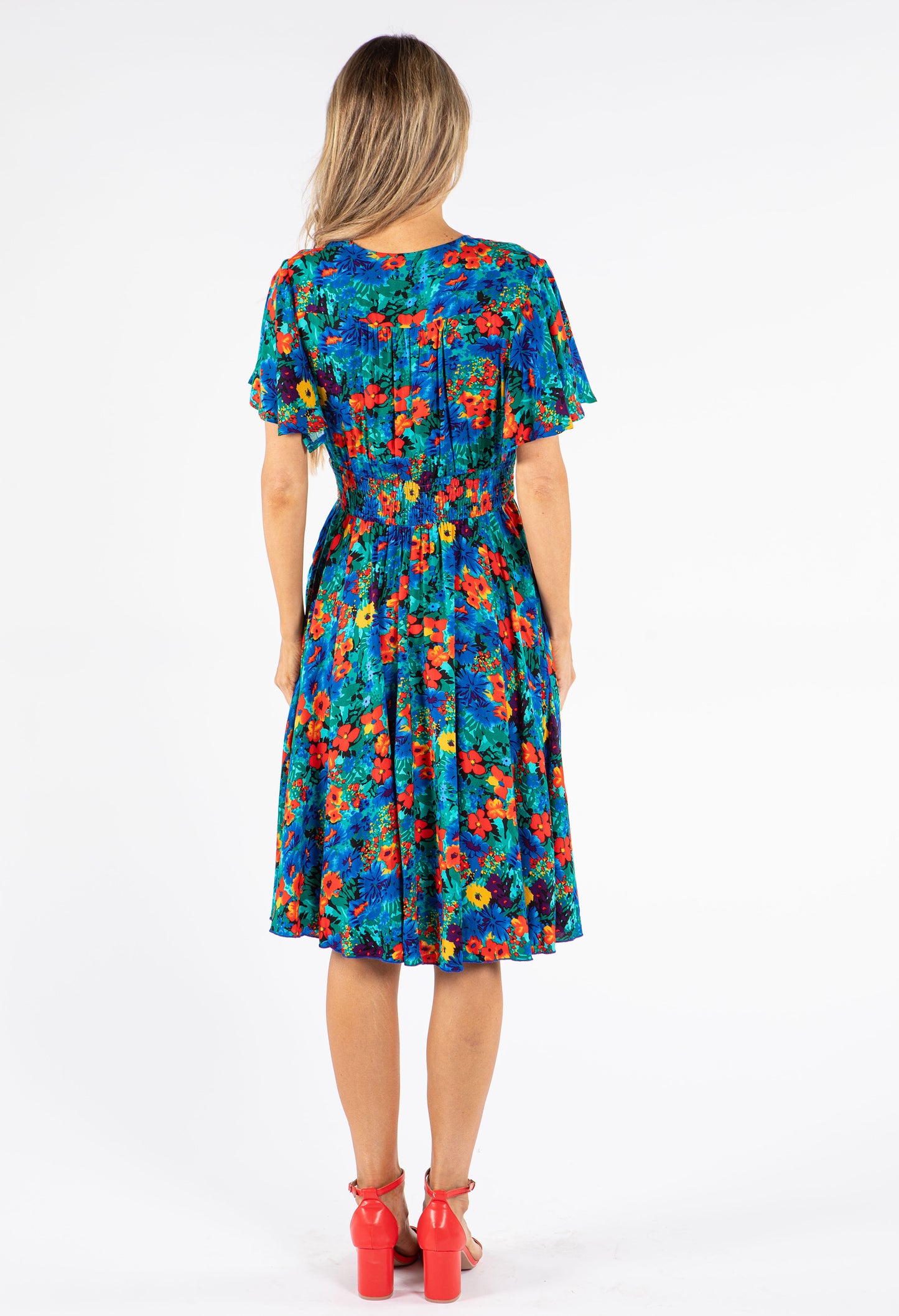 Shirred Waist Floral Dress