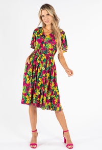 Shirred Waist Floral Dress