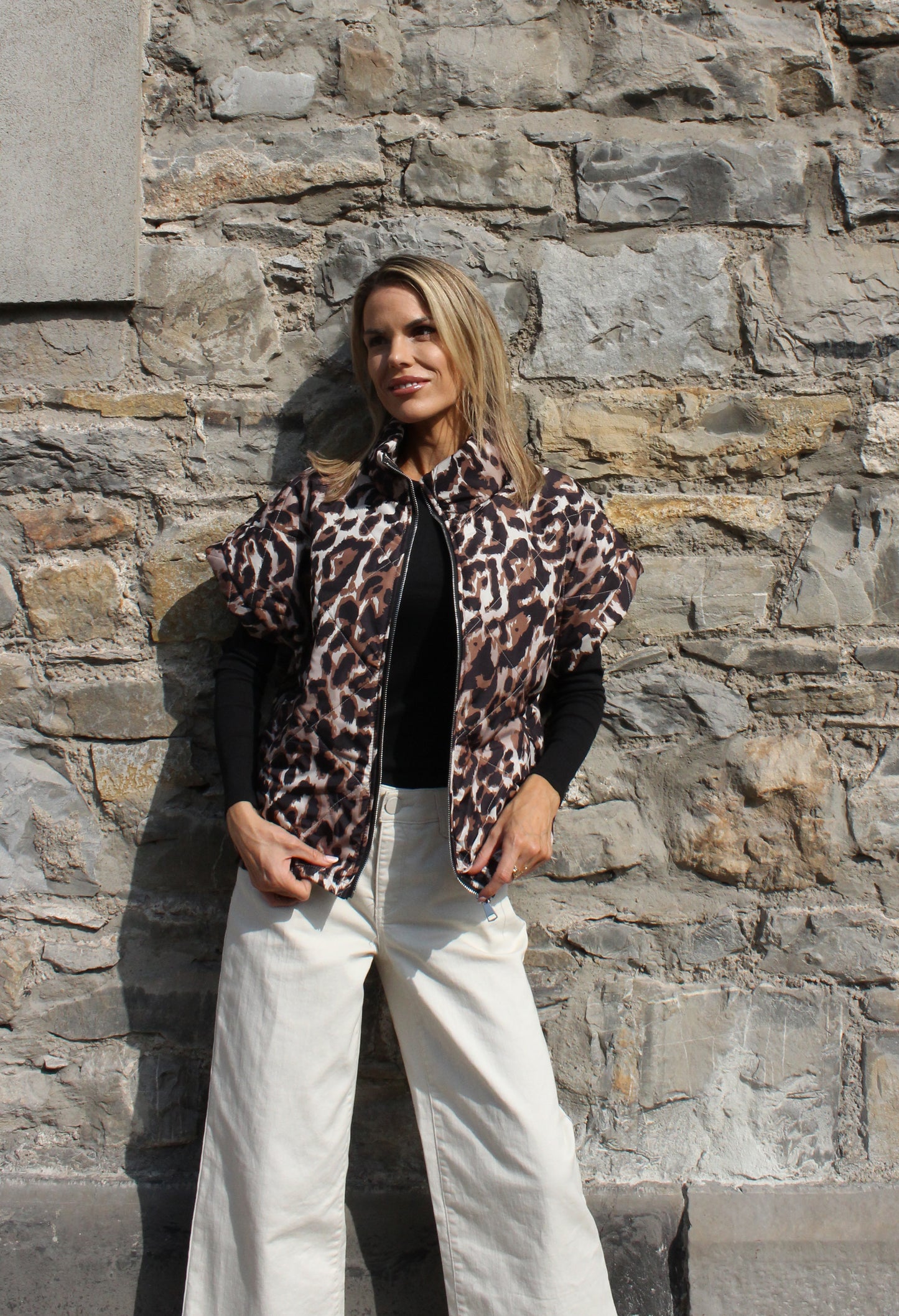 Leopard Print Quilted Gilet