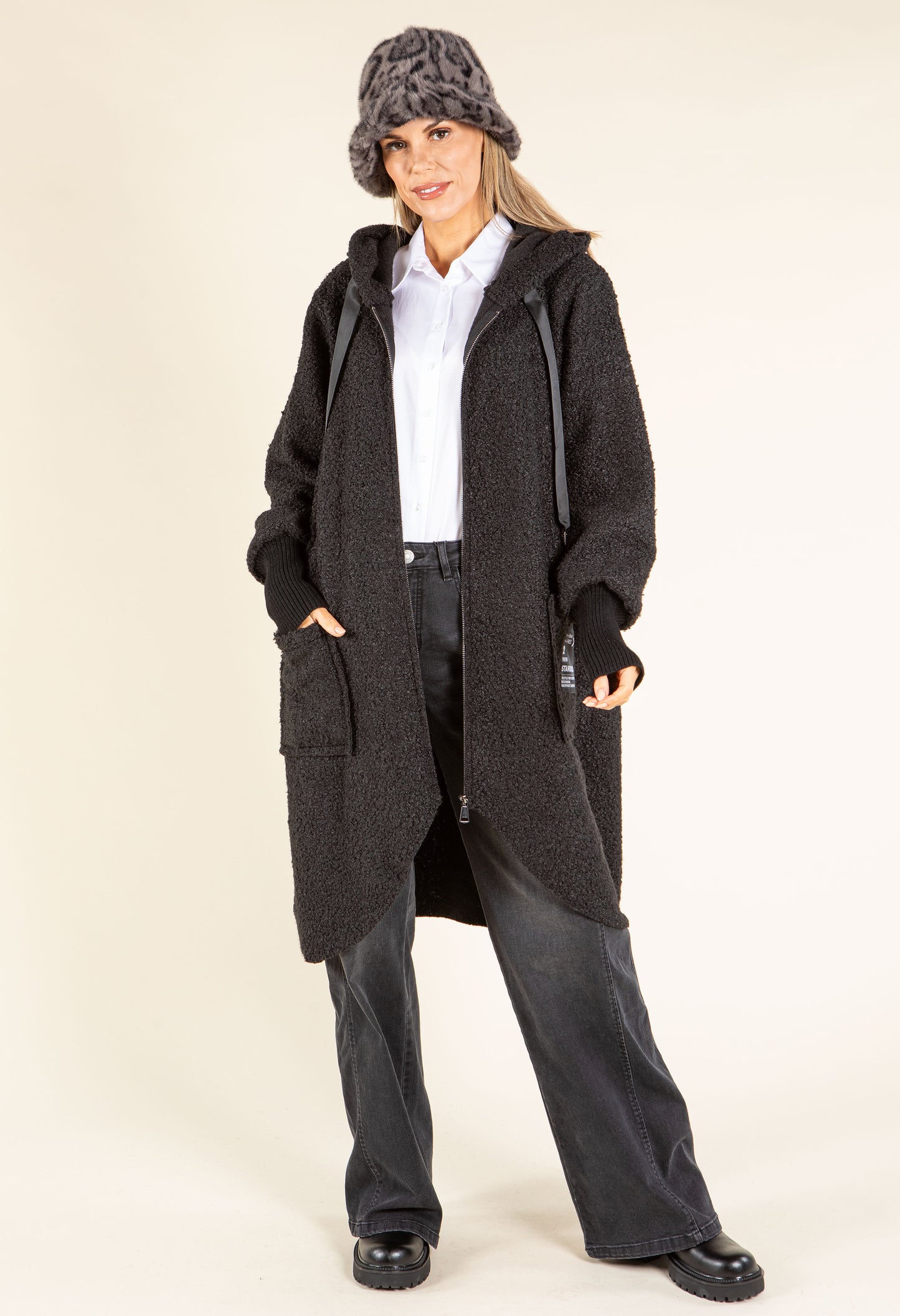Lana Hooded Boucle Coat
