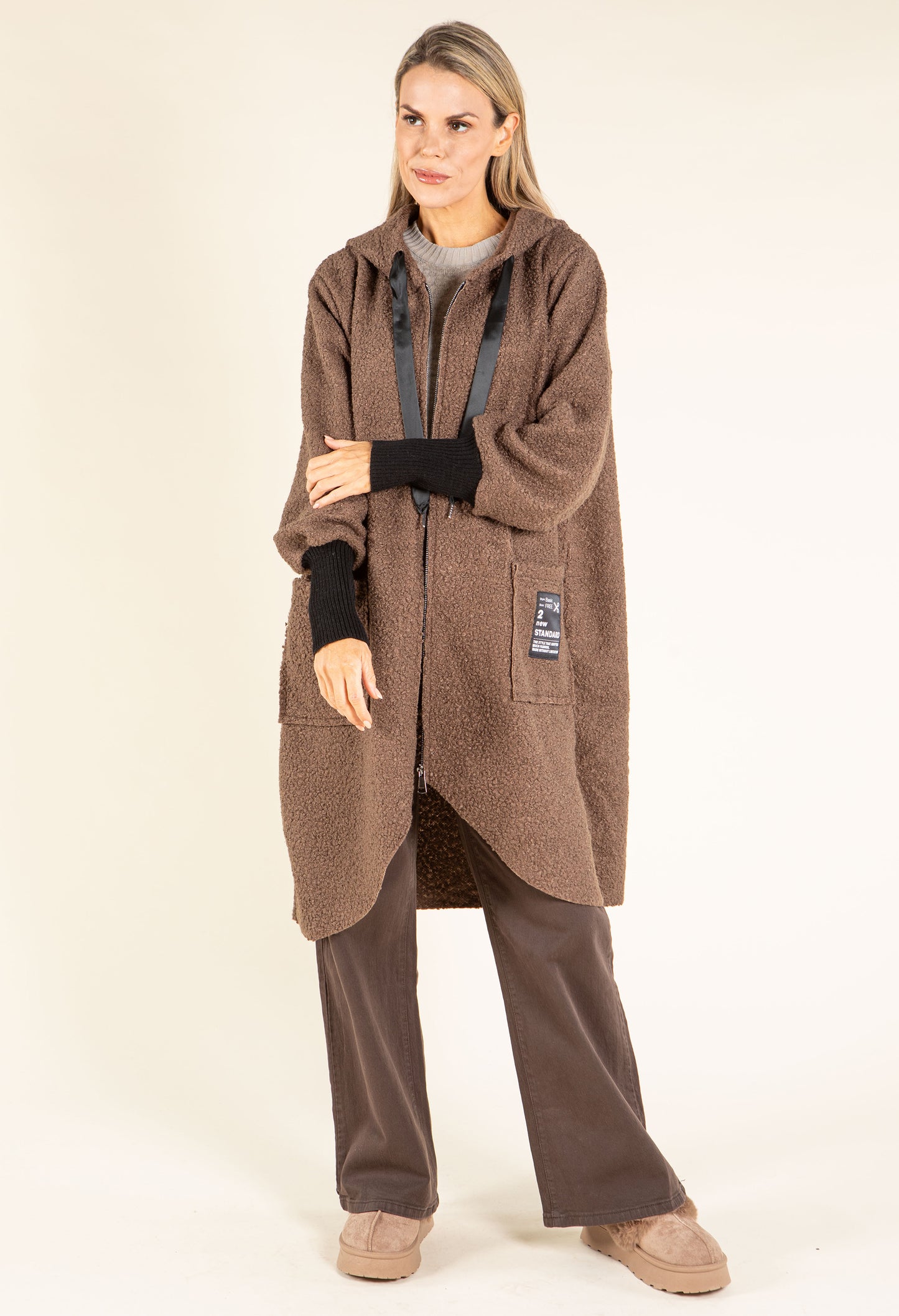 Lana Hooded Boucle Coat