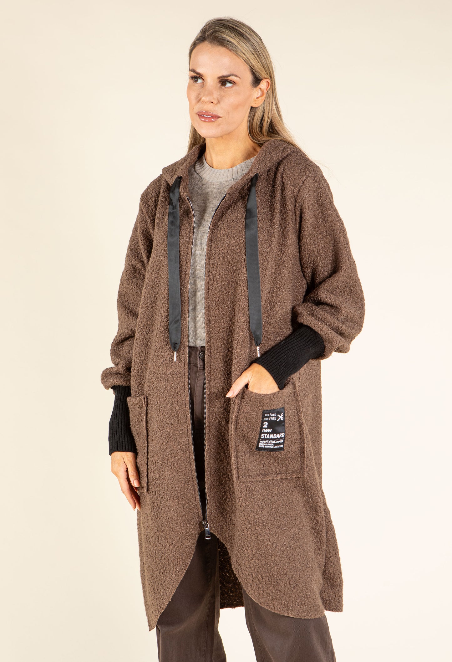 Lana Hooded Boucle Coat